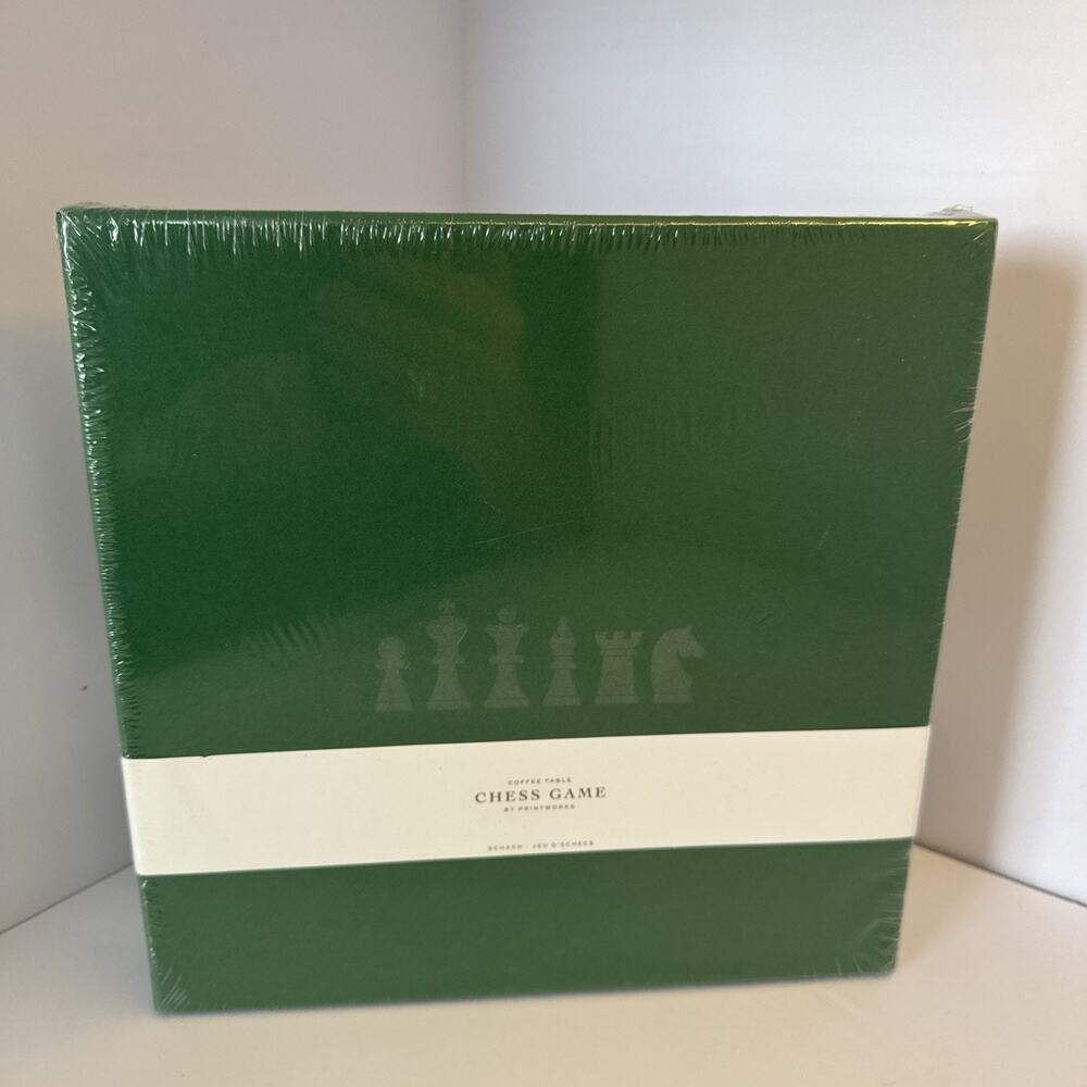 Printworks Coffee Table Chess Game Classic Green Board Game Wooden Pieces NEW